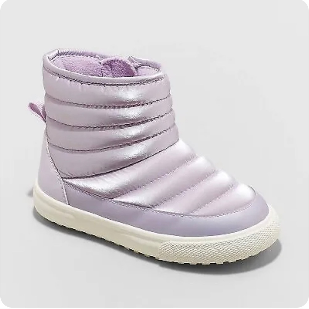 Cat & Jack Lilac Puffer Kids' Rain & Snow Boots Size 12 Little Girls